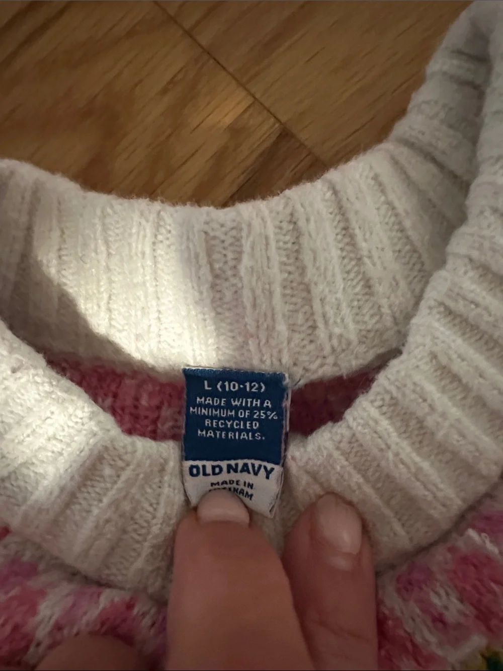 Old Navy Pink Fair Isle Yoke Crewneck Sweater